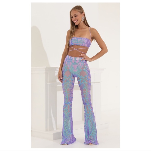 Lucy in the Sky Other - Lucy in the Sky Peony Sequin Two Piece Set in Purple Iridescent